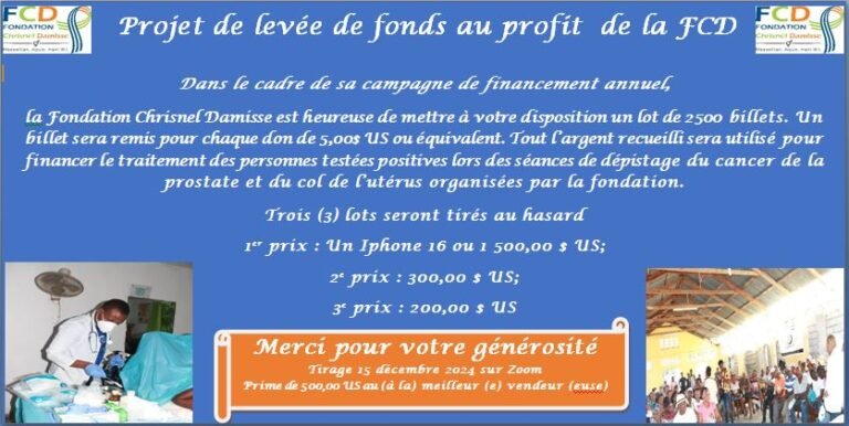 Avis de mise en œuvre d’un projet de levée de fonds au profit de la FCD